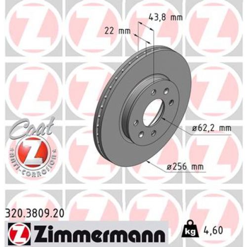 Тормозной диск ZIMMERMANN 320.3809.20