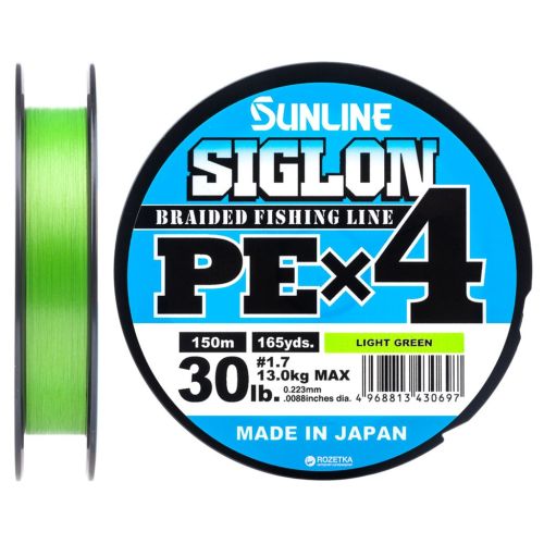 Шнур Sunline Siglon PE н4 150m 1.7/0.223mm 30lb/13.0kg Light Green (1658.09.09)