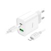 Зарядний пристрій HOCO C80A Plus Rapido 1xUSB-C PD20W + 1xUSB QC3.0 + cable USB-C to Lightning White (6931474779892) - Зображення 1