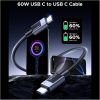 Дата кабель USB-C to USB-C 3.0m PD60W 3A braided L524 gray Ugreen (55776) - Зображення 3