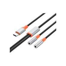 Переходник USB-C to 2x3.5mm F 1.0m NB-R269B black XO (NB-R269B.black)