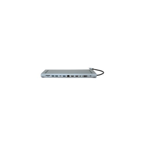Концентратор Voltronic USB-C 12-in-1 USB-C + 2xUSB 2.0 + USB 3.0 + 2xHDMI + VGA + SD/TF + RJ45 + 3.5mm + PD 0.1m silver (YT-HTC12in1)