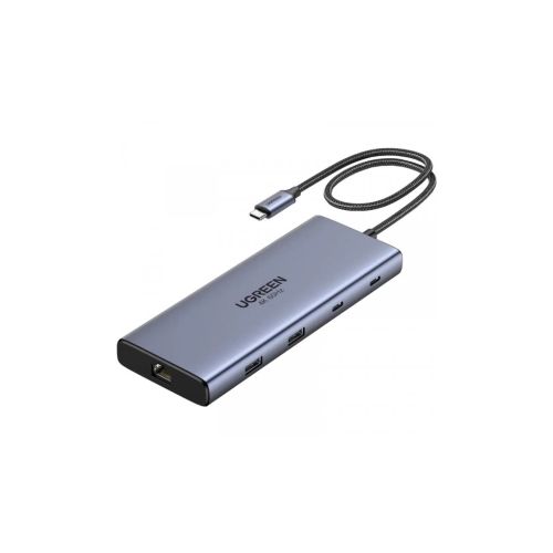Порт-репликатор Ugreen Dock CM639 USB3.2 Type-C --> HDMIx2, 60Hz/2xUSB-A/2xUSB-C 3.2/ RJ45/SD/TF/PD 100W (45380)
