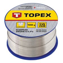 Припой для пайки Topex оловянный 60%Sn, проволока 1.0 мм,100 г (44E522)