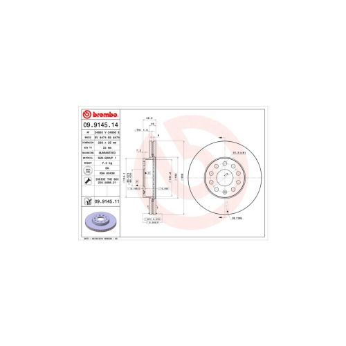 Гальмівний диск Brembo 09.9145.11