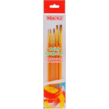 Пензлик для малювання Maxi набір 5 шт синтетичний ворс, круглі (№ 000, 1) пласкі (№3, 5, 8) коротка ручка (MX60885)