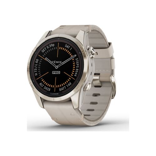 Смарт-годинник Garmin fenix 7S Pro Saph Solar, Sft Gld SS w/Lmestn Lthr, Excl, GPS (010-02776-30)