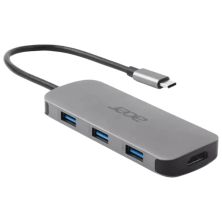 Концентратор Acer USB-C 7-in-1 3xUSB 3.2 + HDMI + USB-C + PD + SD gray (HP.DSCAB.018)