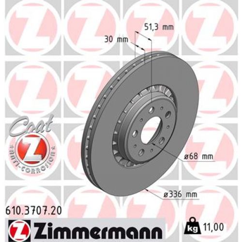 Гальмівний диск ZIMMERMANN 610.3707.20