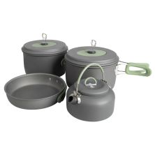 Набор туристической посуды Bo-Camp Explorer XL Hard Anodized 4 предмети Сірий/Зелений (2200249)