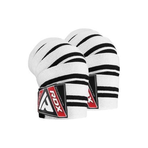 Бинт для спорта RDX на коліна K1 GYM Knee Wraps White/Black Plus (WAH-K1W+)