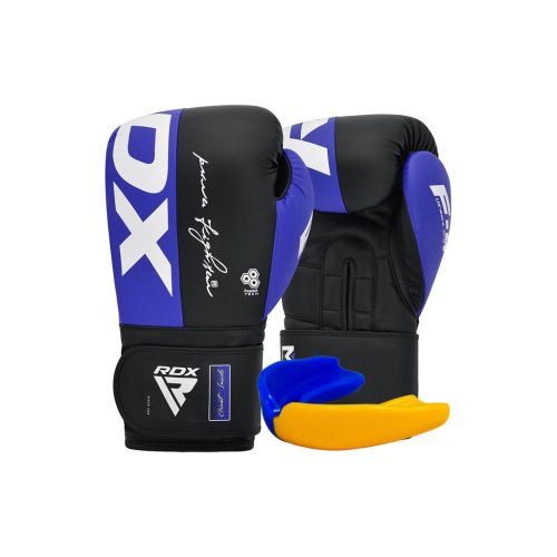 Боксерские перчатки RDX F4 Boxing Sparring Gloves Hook & Loop Blue/Black 10 унцій (BGR-F4U-10OZ)