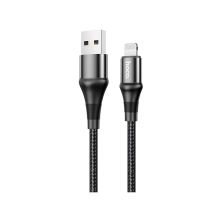 Дата кабель USB 2.0 AM to Lightning 1.0m 2.4A nylon X50 black HOCO (6931474734198)