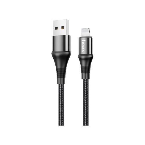 Дата кабель USB 2.0 AM to Lightning 1.0m 2.4A nylon X50 black HOCO (6931474734198)