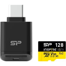 Карта памяти Silicon Power 128GB microSDXC class 10 UHS-I U3 V30 A1 Inspire (SP128GBSTXLV3V1NSP)