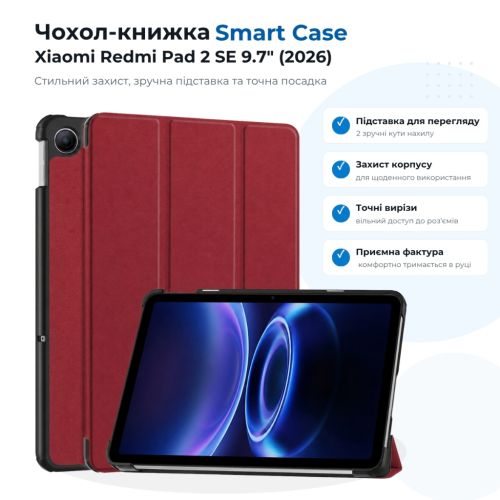 Чохол до планшета BeCover Smart Case Xiaomi Redmi Pad 2 SE 9.7 (2026) Red Wine (715830)