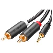 Кабель мультимедийный AUX 3.5mm TRS to RCAx2 M/M 1.5m AV102 Black Ugreen (10511)