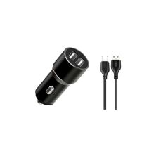 Зарядний пристрій XO TZ09 2.4A/2 USB + cable microUSB Black (XO-TZ09M-BK)