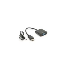 Перехідник HDMI M to VGA F + Audio 0.1m 4K/2K black Voltronic (YT-C-HDMI(M)/VGA(F)+AUX-B)