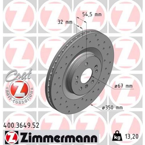 Тормозной диск ZIMMERMANN 400.3649.52