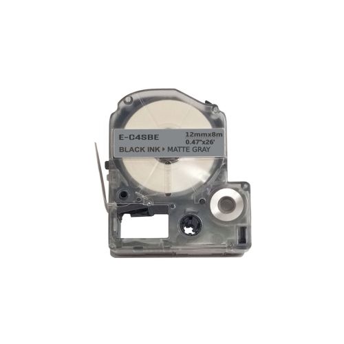 Лента для принтера этикеток UKRMARK E-C4SBE, 12мм х 8м, black on matte silver, совместимая с LC4SBE (900510)