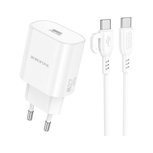 Зарядное устройство BOROFONE BA82A Platinum USB-C PD25W + cable USB-C to USB-C White (6941991112270)
