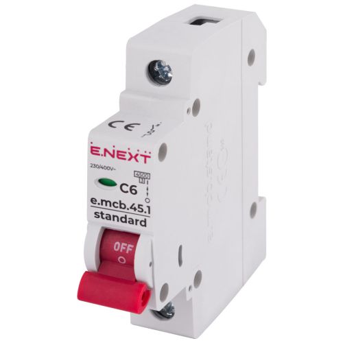 Автоматичний вимикач E.NEXT 1-п e.mcb.stand.  6А C ( 4,5кА) (s002006)