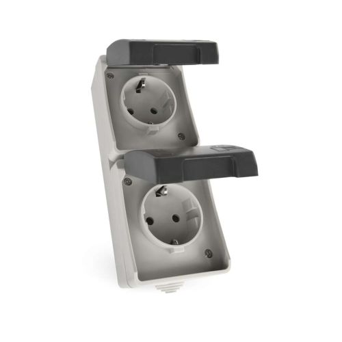 Розетка EMOS вертикальна зовнішня IP44 Сіро-чорна (A1396.3)
