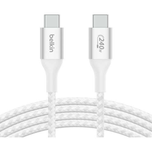 Дата кабель USB-C to USB-C 1.0m 240W white Belkin (CAB015BT1MWH)