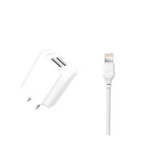 Зарядний пристрій XO L35D 2USB / 2.1А + Lightning white (XO-L35-LGHT)