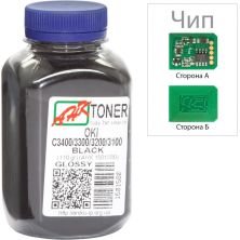 Тонер OKI C3400/3300, 110г Black+chip AHK (1502693)