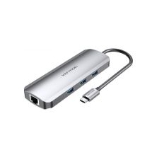 Концентратор Vention USB3.1 Type-C --> HDMI/USB 3.0x3/RJ45/SD/TF/TRRS 3.5mm/PD 10 (TOLHB)
