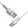 Дата кабель USB 3.1 AM to USB-C 2.0m 6.0A 66W Cafule Series Metal White Baseus (CAKF000202) - Изображение 1