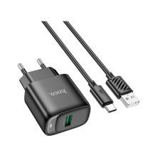 Зарядное устройство HOCO C140A Smart USB QC3.0 + cable USB to USB-C Black (6942007627825) Зарядное устройство HOCO C140A Smart USB QC3.0 + cable USB to USB-C Black (6942007627825)