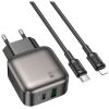 Зарядний пристрій BOROFONE BAS55A Absolute 1xUSB-C PD30W + 1xUSB QC3.0 + cable USB-C to Lightning Black (6941991116247) - Зображення 1