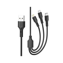 Дата кабель USB 2.0 AM to Lightning + Micro 5P + USB-C 3A black XO (CB-23U3-BK) Дата кабель USB 2.0 AM to Lightning + Micro 5P + USB-C 3A black XO (CB-23U3-BK)