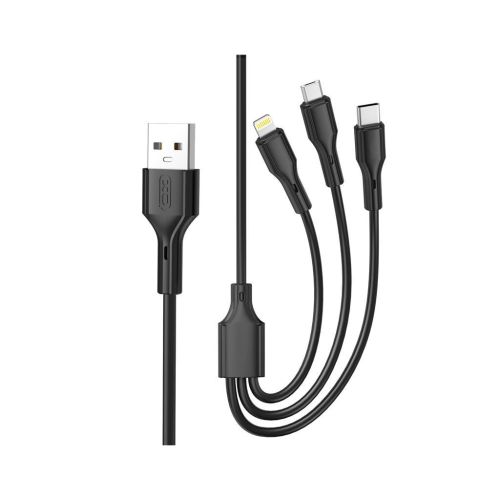 Дата кабель USB 2.0 AM to Lightning + Micro 5P + USB-C 3A black XO (CB-23U3-BK) Дата кабель USB 2.0 AM to Lightning + Micro 5P + USB-C 3A black XO (CB-23U3-BK)