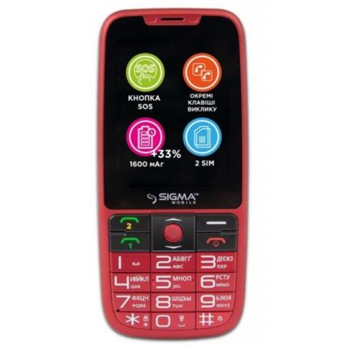 Мобільний телефон Sigma Comfort 50 Elegance 3 (1600 mAh) SIMO ASSISTANT Red (4827798233795)