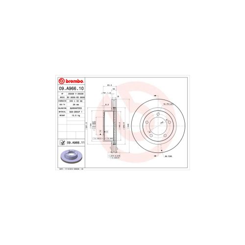 Тормозной диск Brembo 09.A966.11