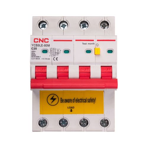 Диференціальний автоматичний вимикач CNC YCB9LE-80M 4P C20 6000A 30mA (NV821938)