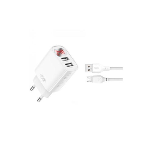 Зарядное устройство XO L95 (2USB/2.4A) + USB - MicroUSB White (XO-L95-M)