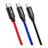 Дата кабель USB 2.0 AM to Lightning + Micro 5P + USB-C 1.2m 5A black Baseus (CAMLT-BSY01) Дата кабель USB 2.0 AM to Lightning + Micro 5P + USB-C 1.2m 5A black Baseus (CAMLT-BSY01) - Зображення 1