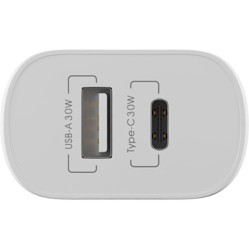 Зарядное устройство Globex 1xUSB + 1xUSB-C 30W FastPower white (30WAC)