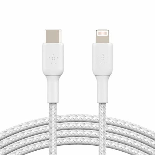 Дата кабель USB 2.0 AM to Lightning 1.0m BRAIDED white Belkin (CAA004BT1MWH)