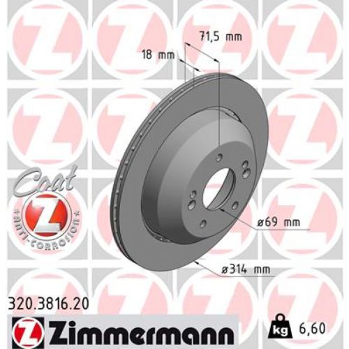 Гальмівний диск ZIMMERMANN 320.3816.20