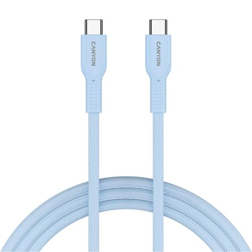 Дата кабель USB-C to USB-C 1.0m OnWire 60CL C-C 60W COLOR Braided 1m Light Blue Canyon (CND-CCAP60AB10LBL)