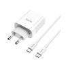 Зарядное устройство HOCO C80A Rapido 1xUSB-C PD20W + 1xUSB QC3.0 + cable USB-C to USB-C White (6931474740533) - Изображение 1