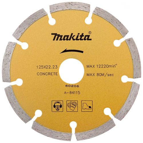 Круг отрезной Makita алмазный по бетону сегмент золотой. 125*22,23(20) мм (A-84115)