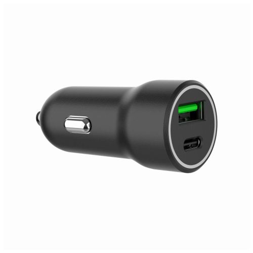 Зарядное устройство Gembird 1xUSB-A (18W QC3.0) + 1xUSB-C (20W PD) black (TA-UC-A2PDQC20-CAR-01)