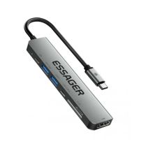 Концентратор Essager USB-C 7-in-1 HDMI + USB 3.2 + USB-C + SD/TF gray (EHB07-QH0G-Z) Концентратор Essager USB-C 7-in-1 HDMI + USB 3.2 + USB-C + SD/TF gray (EHB07-QH0G-Z)